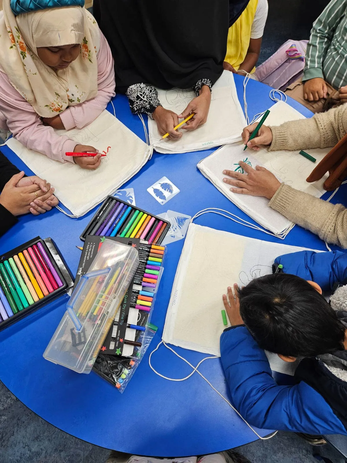 Students doing Bangla Art